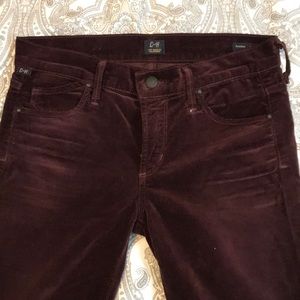Citizens of Humanity purple velvet skinny jeans